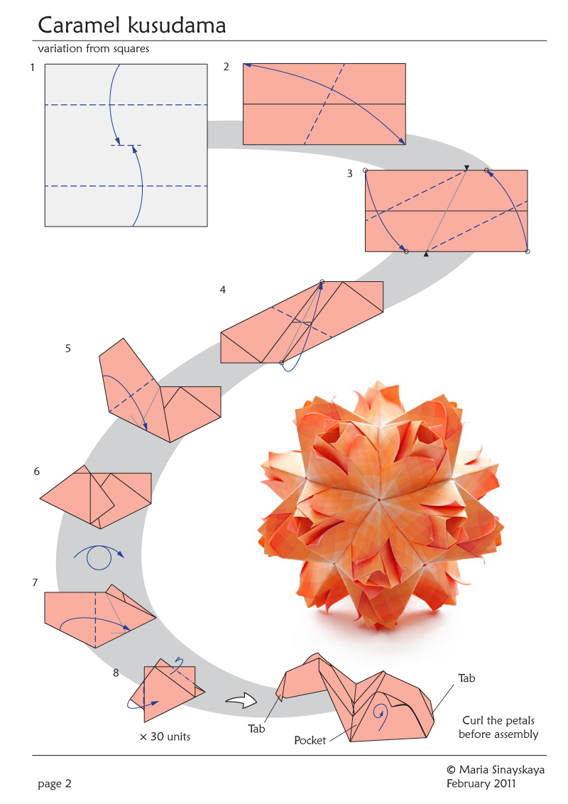 Origami! Maria Sinayskaya  Go Diagram by video  Caramel kusudama origami Kusudama