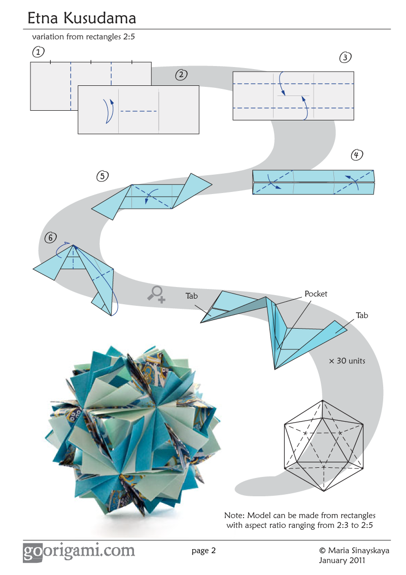 Diagram  by diagram Maria Etna Origami! Go  origami Sinayskaya  kusudama  Kusudama
