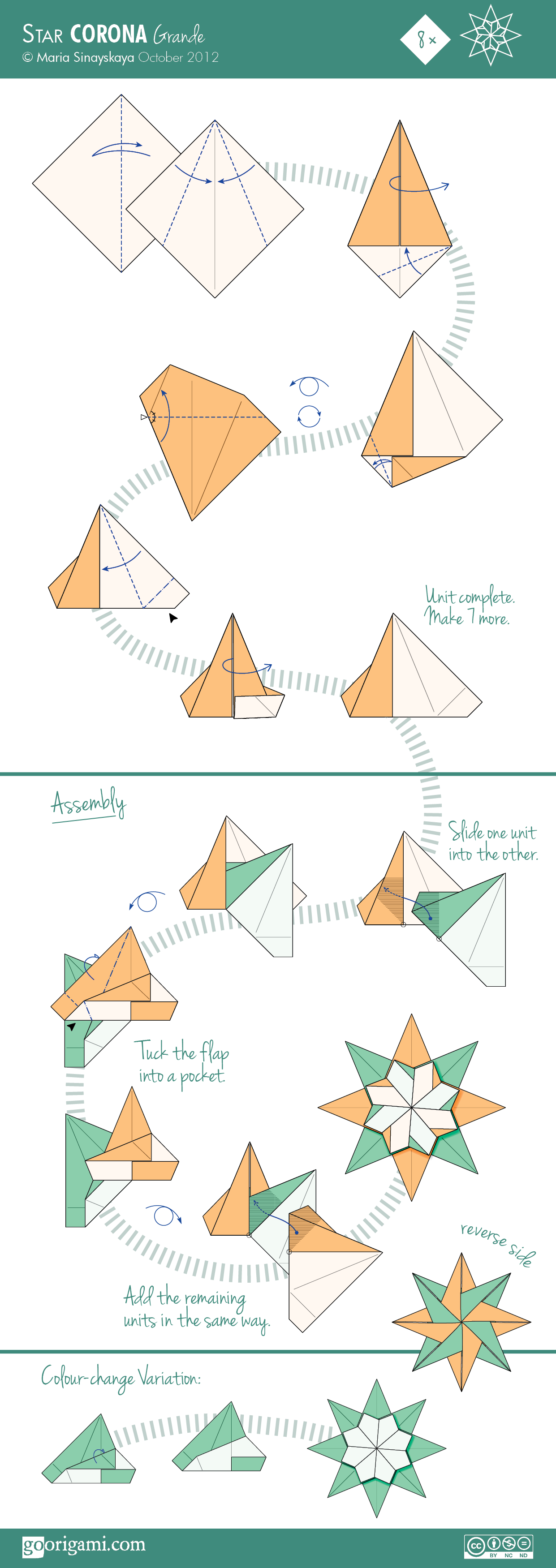 origami by Origami  Sinayskaya Maria kusudama instructions Star  diagram Corona star