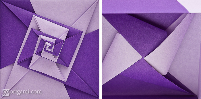 Double-Locked Spiral Square Origami Box